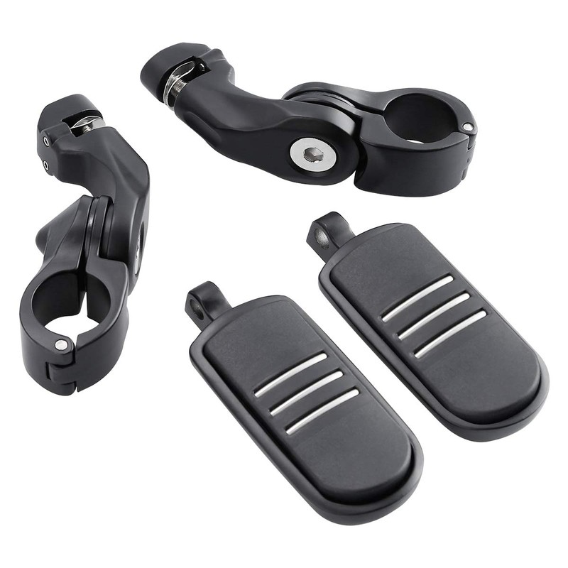 1 1/4" 32mm Matte Black Short Angled Engine Guard Footpegs