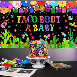 Avezano Taco Bout a Baby Banner Mexican Fiesta Baby Shower Backdrop Fiesta Baby Shower Party Decoration Taco Bout a Baby Shower Gender Reveal Party Decorations Banner 70.8 x 43.3 Inch