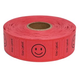 L LIKED 500 Raffle Tickets, Smile, Red (6 Color Selection), Single Roll, Ticket for Events, Entry, Class Reward, Raffle & Prizes