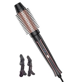 Thermal Brush, 38mm Lockenbürste Dual-Spannung Wärmebürste passend für Reise, Thermobürste mit abnehmbarem Bürstenkopf, Heiße Bürste Erzeugt Für Wurzelvolumen und Natürliche Locken mit 2 Clips