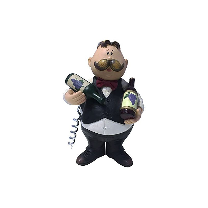 Chubby Waiter Holding Wine Corkscrew Bottle Opener and Stand
