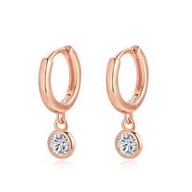 Yulovee Rose Gold Filled Hoop Earrings for Women Dangle Earrings with Cystal for Teen Girls Hoop Earrings Drop Huggie