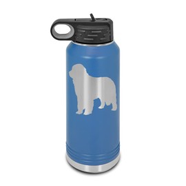 Newfoundland Laser Engraved Water Bottle Customizable Polar Camel Stainless Steel with Straw - Dog Canine pet Blue 32 oz