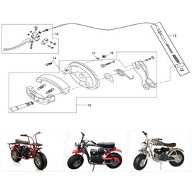 YOXUFA Mini Bike Brake Lever Kit Drum Brake Cable Shoes Replacement for Coleman CT200U CT200U-EX BT200X Baja Warrior Heat MB200 Massimo Axis M200 Predator 212 196cc 200cc Parts W/ 22mm 7/8" Handle