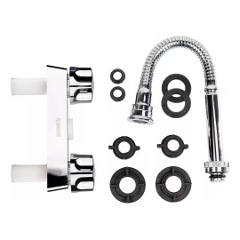 Mezclador Cromado Flexible Para Lavabo 1/4 De Vuelta Meer Color Plateado