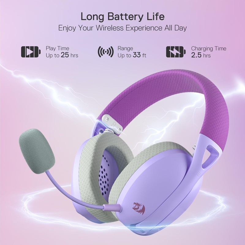 Redragon Audífonos Gamer H848 Ire Pro Bluetooth, Morado