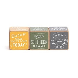 DEMDACO Do Something Funny Green, Yellow, and Gray 2 Inch Square Wood Dice Game Set of 3
