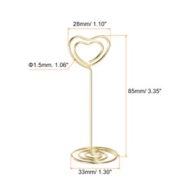 sourcing map 12pcs Table Number Holders 3.35 Inch 85mm Tall Heart Shape Steel Photo Holders for Centerpieces Table Place Card Holders for Wedding Reception Party Office Home, Gold Tone