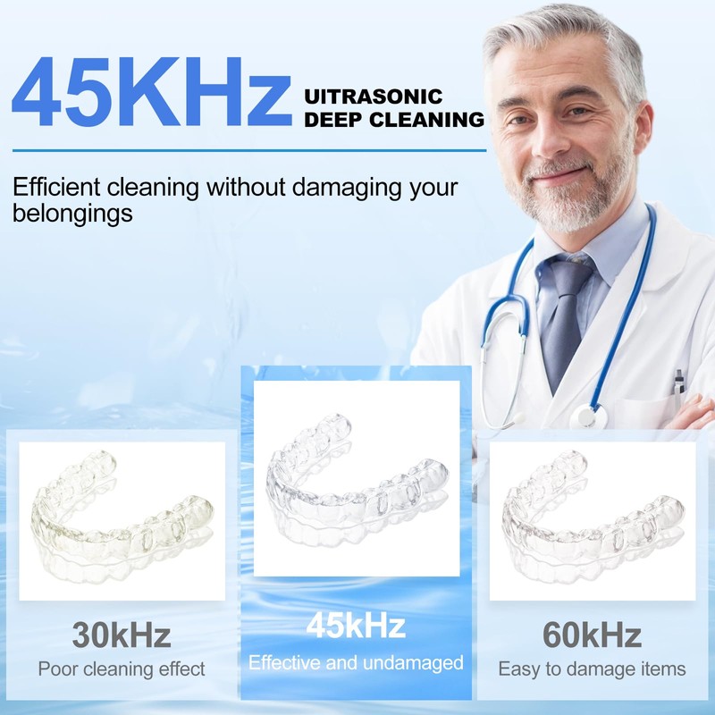 Dental Ultrasonic Retainer Cleaner Machine,45khz Ultrasonic Denture Cleaning Pod,Suitable for