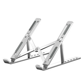 LUYING Laptop Stand, PC Stand, Foldable, Posture Improvement, Ergonomic, 6 Levels of Height & Angle Adjustable, Ultra Lightweight, Portable, Silver