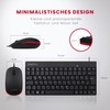 Perixx PERIDUO-212B DE, Kompaktes Mini Tastatur und Maus Set, USB-Kabel,