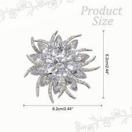 PATIKIL Rhinestone Flower Brooch Pins, Fashion Crystal Flower Brooch Pin Lapel Pins for Women Suits Clothes Dress Bouquet Coat Hat Bag Craft Party, White