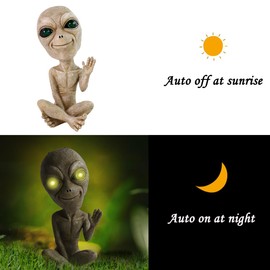 Solar Light UFO Extraterrestrial Garden Alien Statues Figurine for Indoor Outdoor Garden Patio, Yard Or Lawn Decoration
