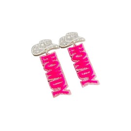 Western Cowgirl Acrylic HOWDY Glitter Drop Dangle Earrings Rodeo Disco Cowgirl Dangle Earrings Country Concert for Women Party Southern Jewelry-Pink