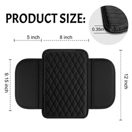 Car Center Console Cover Leather Armrest Cover Cushion with 2 Storage Bags Universal Car Armrest Seat Box Pad Car Interior Accessories Protector for Most Vehicle (Black line)