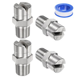 M METERXITY 4 Pack Flat Fan Spray Tip - 95 Degree 1/8BSPT Male Pressure Washer Nozzles Cleaner Nozzle Replacement, Stainless Steel with Sealing Tape, Apply to Water Guns (3.6mm Orifice)