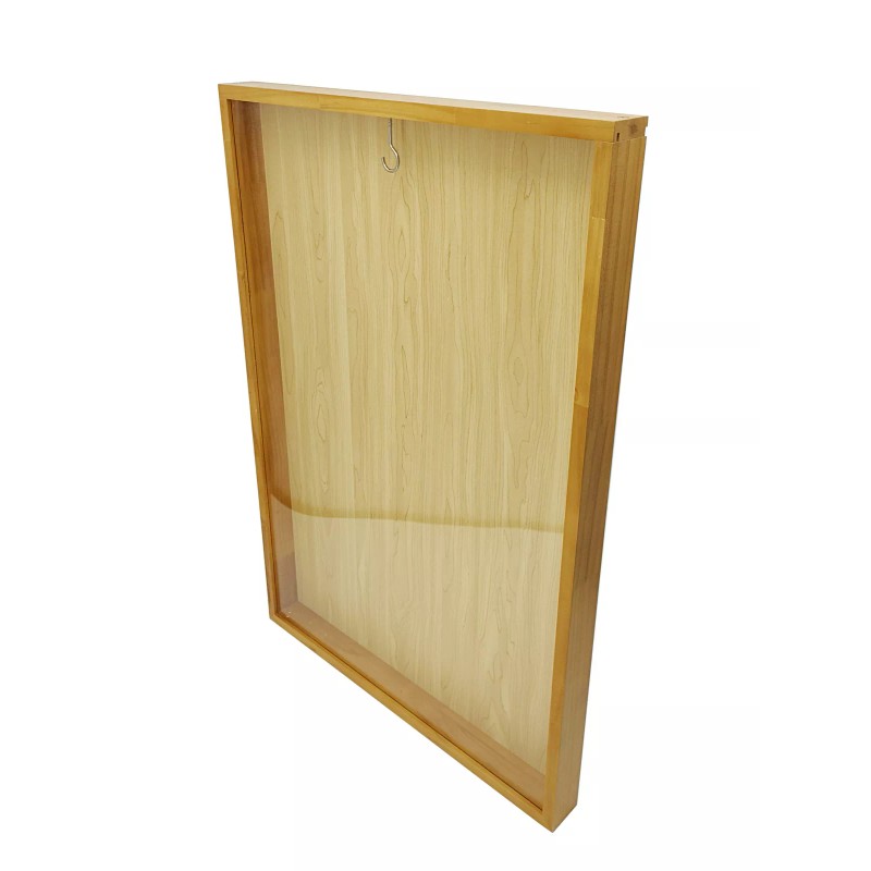FixtureDisplays Golden Oak Finish Shadow Box Jersey Display Case 24"