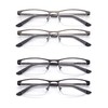 HIGHLIKE 4-Pack Blue Light Reading Glasses for Men, Metal Half