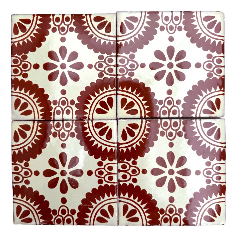 Escanver Tapete Azulejo Artesanal 10cm Talavera Mosaico Terracota 40p