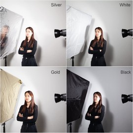 Fomito 5 in 1 Square Metal Flag Panel Reflector Set with Boom Arm 39x39 inch / 100x100cm - Portable Hand-held Light Reflector Flag Reflector Panel Scrim Photography