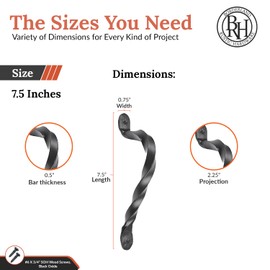 2 Pack 7.5" Black Door Handle - Heavy Duty Decorative Iron Handles - Rustic Metal Handle for Sliding Barn Doors, Gate Pulls, Sliding Barn Doors & Door Pulls - The Hacienda Series