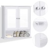 Multi-Function Toilet Wall Cabinet with Double Mirror Doors, Space-Saving Storage,