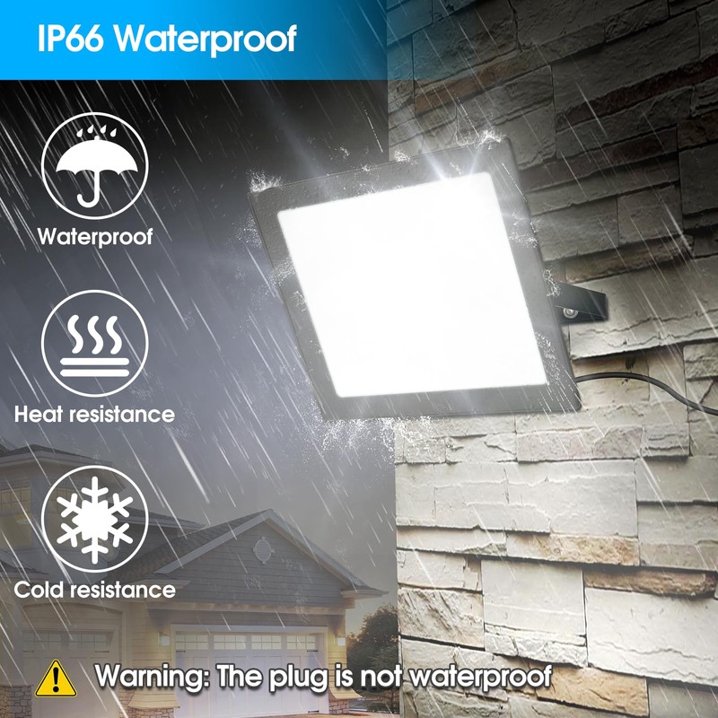 Yolovis Flood Lights Outdoor,100W 10000LM Super Bright LED Work Flood