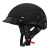 VCAN Cruiser Solid Flat Black Half Face Motorcycle Helmet (Star