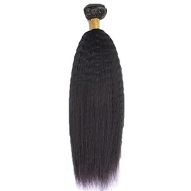 Tuheerst Real Hair Bundles Human Hair Bundles Kinky Straight Bundles Single Bundle 24 Inch Human Hair Weave Black Bundles 100% Unprocessed Human Hair Double Weft Extensions