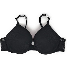 Victoria's Secret Pink Wear Everywhere Push-Up Bra 36B Black Leopard Lace