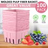 Amyhill 100 Pack Pink Pulp Fiber Berry Basket Set Include