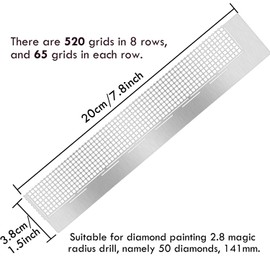 Whaline Diamond Drawing Ruler Mesh Ruler Grid Diamond Drawing Tool Stainless Steel Ruler Diamond Drawing Accessories with 520 Blank Grids for Diamond Drawing Round Full Drill & Partial Drill
