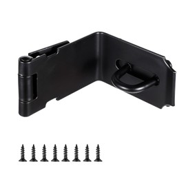 Padlock Latch, Hasp Lock, 90 Degree Door Hasp for Right Angle File Cabinet, Desk Drawer, Tool Box, Mailbox, Bookcase, Drawer, Black 5 Inch