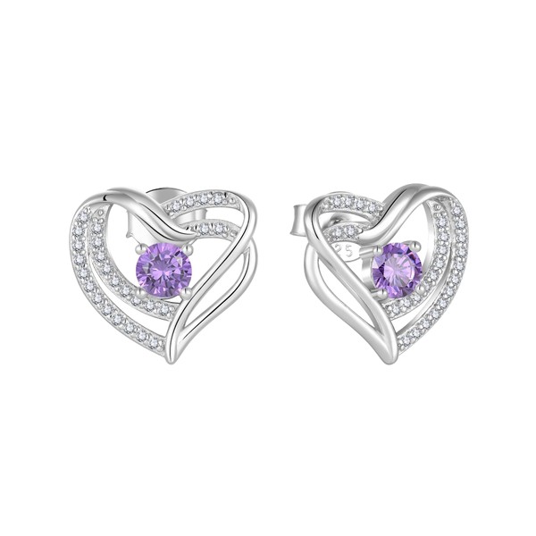 Starchenie Heart Stud Earrings 925 Sterling Silver Birthstone Earrings Jewelry