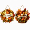 2-Piece Fall Door Decor Set, Welcome Wreath and Harvest Basket