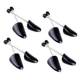 TOPWEL 4 Pairs Black Plastic Shoe Tree Stretcher Shaper Adjustable Length Boot Holder Organizers Shoe Shape Support with Tension Spring Coil(Men Size)