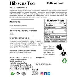 Majestic Tea HIBISCUS TEA, Herbal Refreshment| Crimson Tea| Hibiscus Flowers- Full Blooms Caffeine Free | 100% Natural Ingredient, Non GMO_ Eco-Conscious (100g) (Pack of 1).