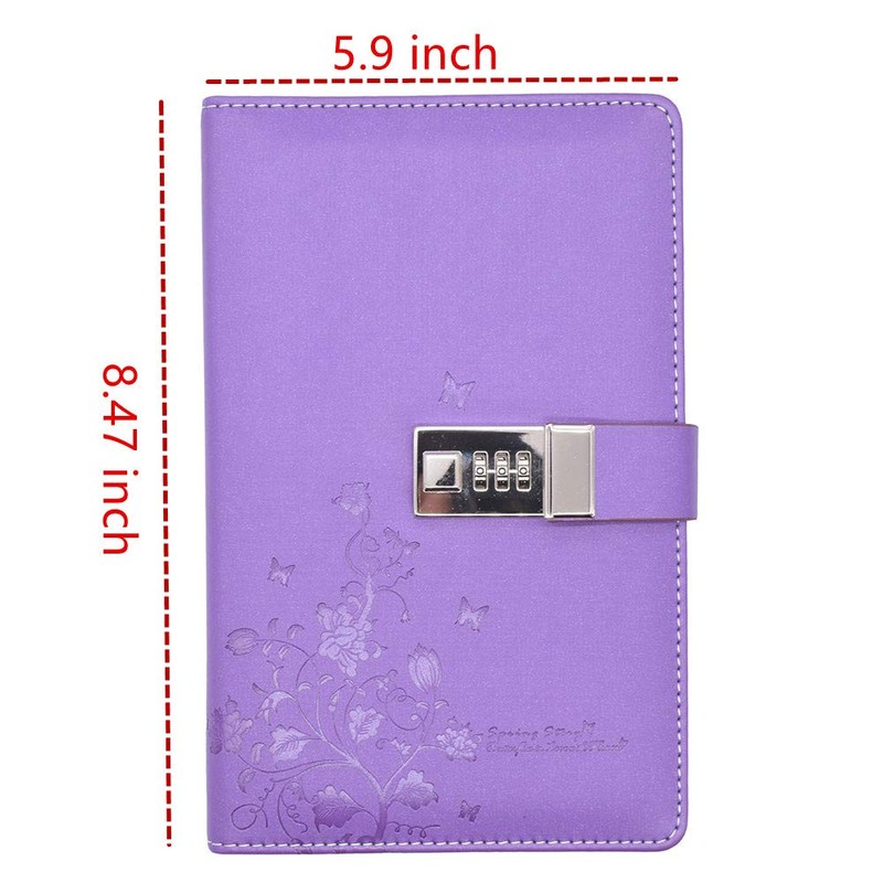 JunShop Lock Diary Combination Locking Journal Locked Notebook Writing Notebook