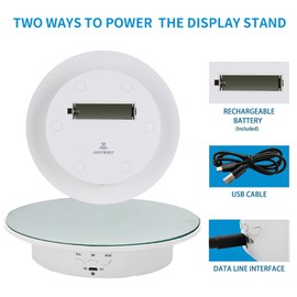 JAYEGT - Soporte de exhibición giratorio motorizado, 7.8 pulgadas/18.0 libras, plato giratorio eléctrico giratorio de 360 grados para productos de fotografía, joyas, pasteles, modelo 3D, cubierta de