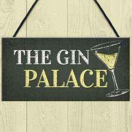 RED OCEAN Gin Palace Sign Garden Shed Man Cave Home Bar Pub Plaque Funny Friendship Gifts For Her