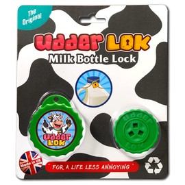 UdderLok- The Original Milk Bottle Lock - Green Squares