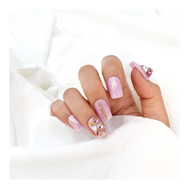 Lovely pink powder handmade nail tip - Long Square /