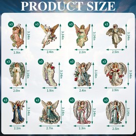 Ovveroche 36 PCS Vintage Angel Christmas Tree Ornaments, Classic Retro Hanging Decorations with Jute Twine for Holiday Decor