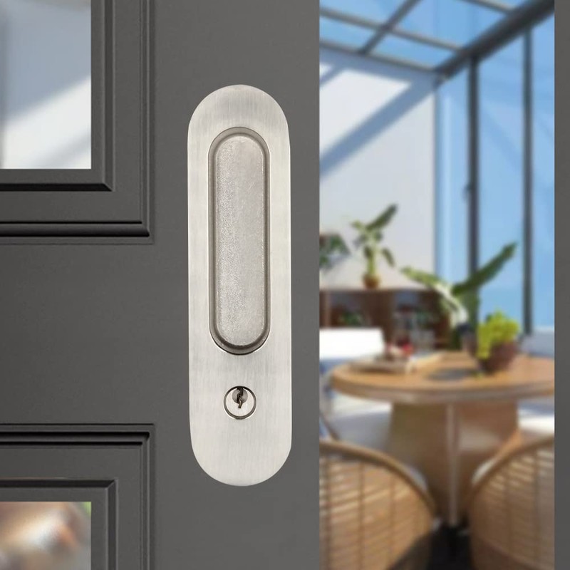 Hoconnie Pocket Door Handle with Key Sliding Door Lock Keyed