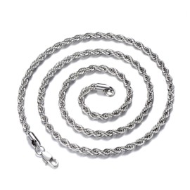 FEEL STYLE Men Necklace Stainless Steel Chain Sliver Plated Rope Chain 4mm 22 Inch Necklaces Jewelry