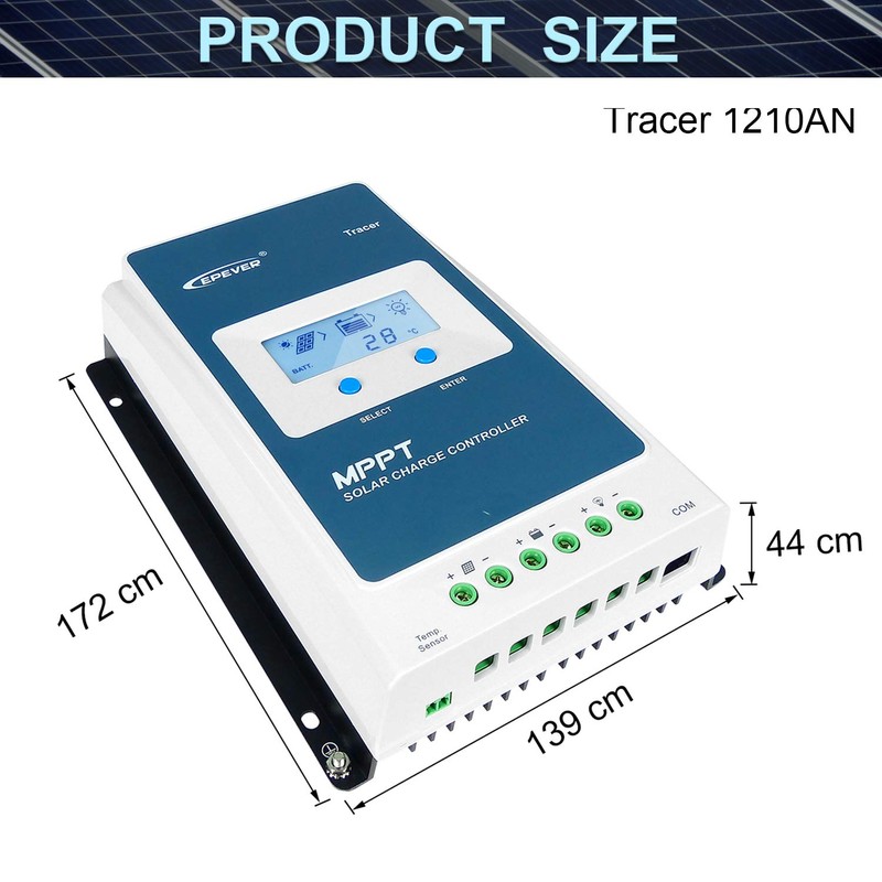 EPEVER 10A MPPT Solar Charge Controller 130W/12V, 260W/24V, Common Negative