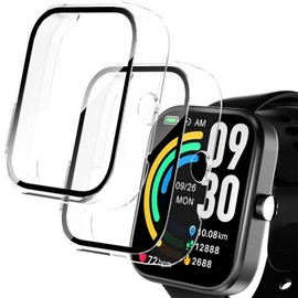 Polyjoy 2 Pack Protective Case Compatible with TOZO S3 Smart Watch - Hard PC Bumper Cover with Built-in Tempered Glass Screen Protector - Not for TOZO S2/S4