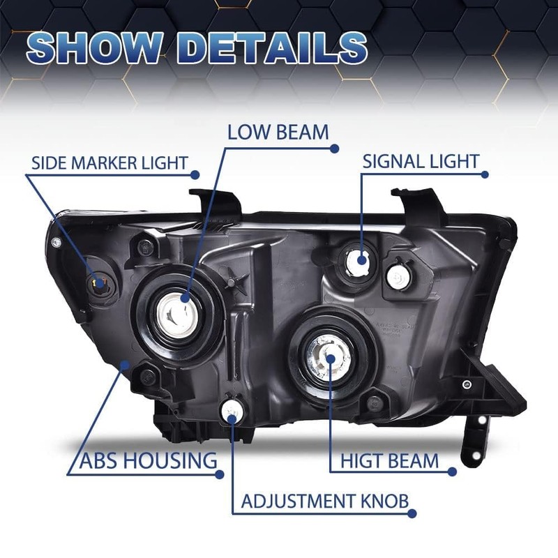 PIT66 Headlights Assembly Pair Fit for 2007-2013 Tundra (W/O Headlight