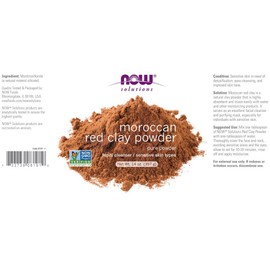 NOW Solutions, Moroccan Red Clay Powder, Pure Powder for Sensitive Skin Facial Mask, 14-Ounce
