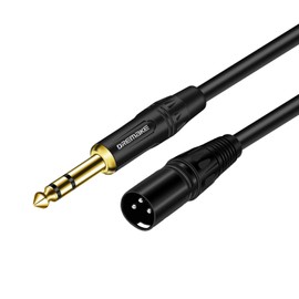 DREMAKE 33 FT 6.35 mm 1/4 Inch TRS Male to XLR Male Audio Stereo Mic Cable - Gold Plated 1/4 Inch Male to XLR Male Balanced Cable for Microphones, Speakers, Stage, DJ and More - Black